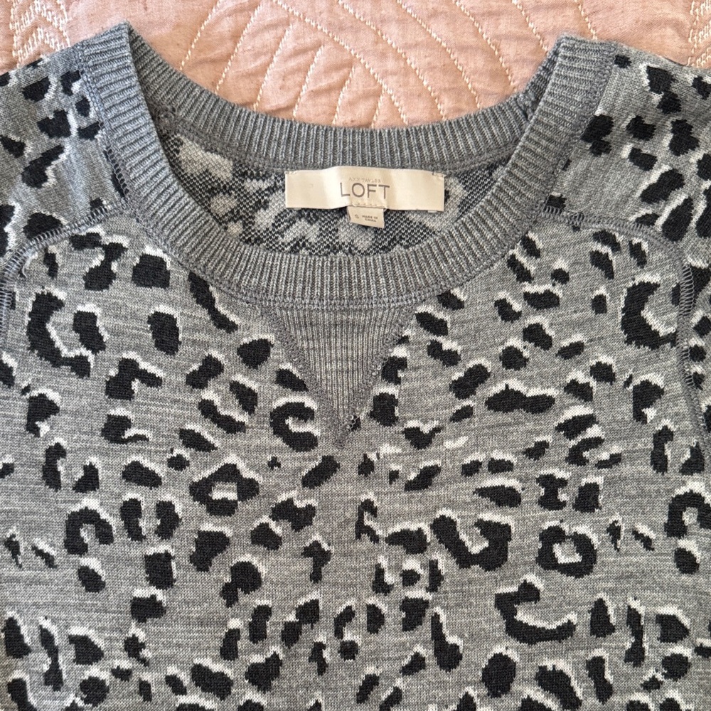 LOFT Charcoal Animal Print Sweater